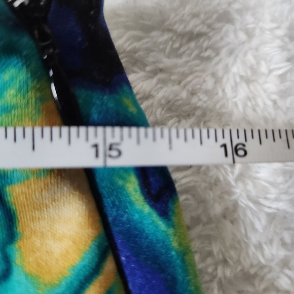 Worthington Floral Print Pencil Skirt Teal Blue Yellow Women's Size 10 - Picture 4 of 6